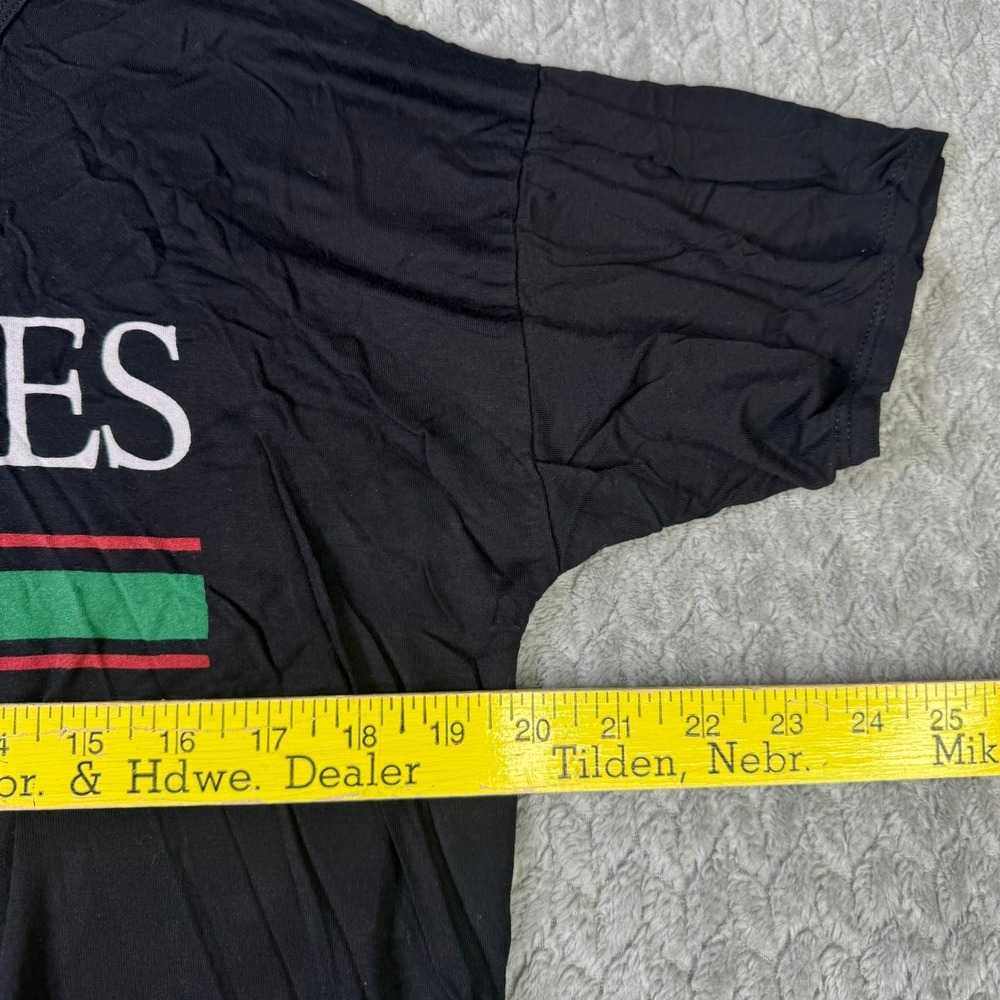 Know One Cares Good Vibes Graphic Tee Black Short Sleeve Boxy T-Shirt Stretch - Picture 5 of 8